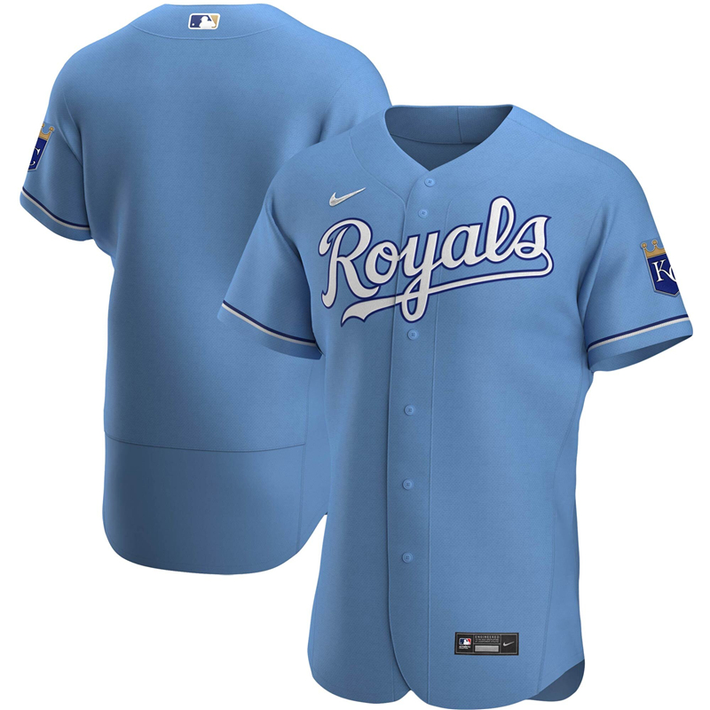 2020 MLB Men Kansas City Royals Nike Light Blue Alternate 2020 Authentic Jersey 1->kansas city royals->MLB Jersey